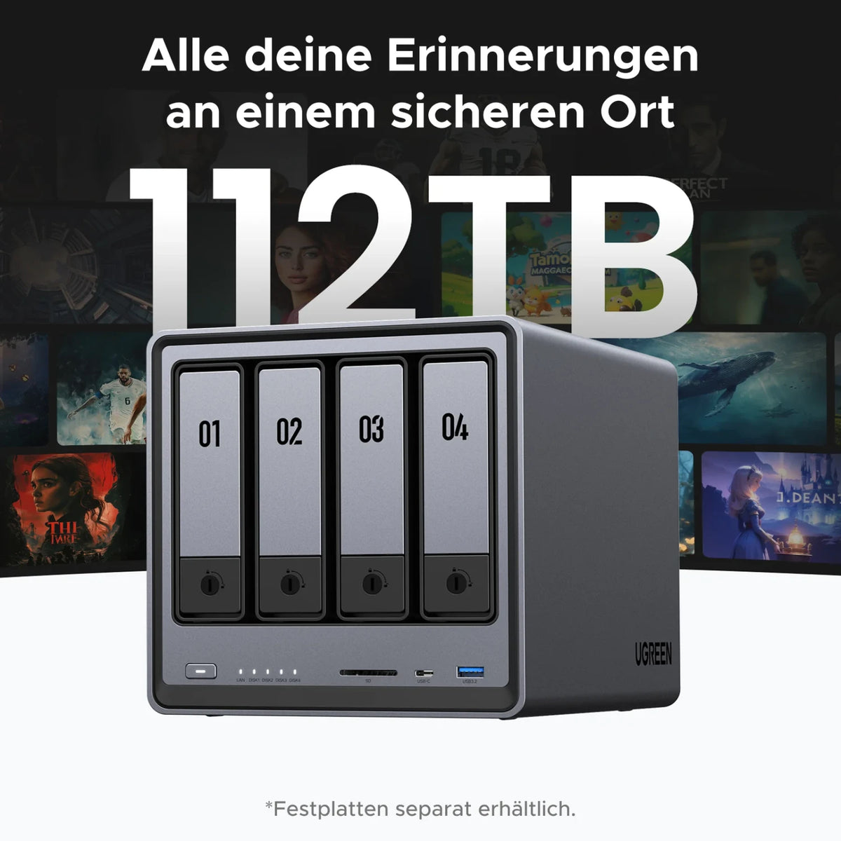 UGREEN NASync DXP4800 Plus 4-Bay NAS 10GbE Intel 8505 8GB DDR5 OVP Nuut