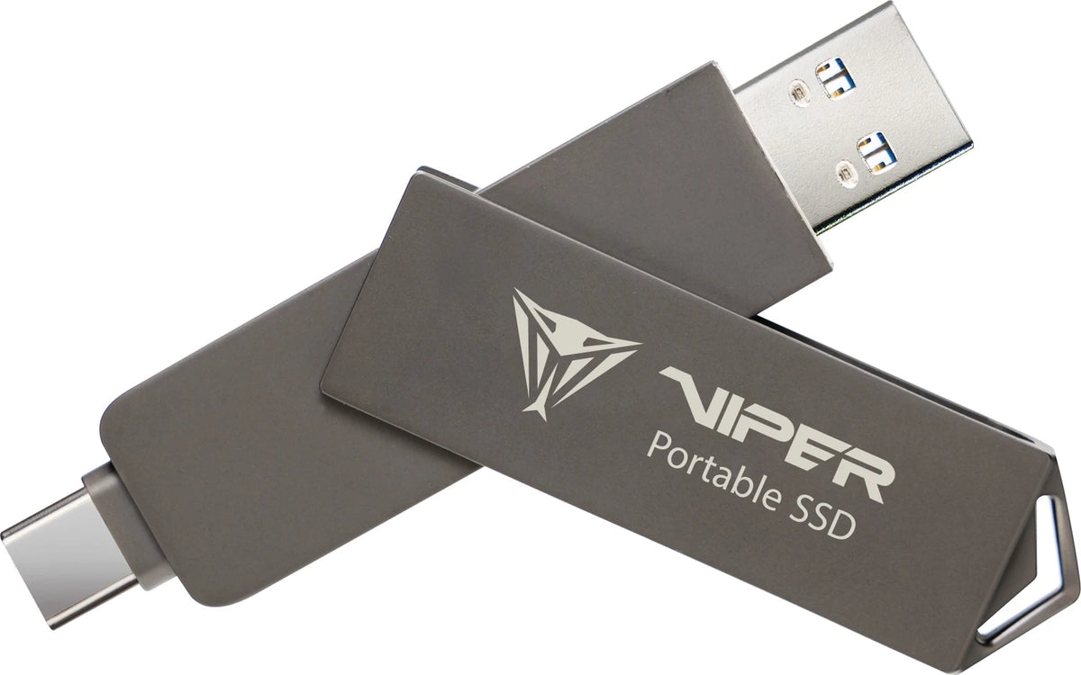 Patriot Viper PVP30 Externe SSD 512 GB USB-A USB-C 3.2 Gen2 Schwarz flach OVP