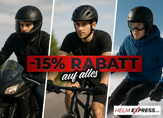 Helmexpress 15% Rabatt auf Motorradhelme und Ausrüstung