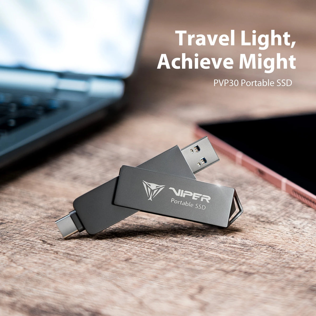 Patriot Viper PVP30 Externe SSD 512 GB USB-A USB-C 3.2 Gen2 Schwarz flach OVP