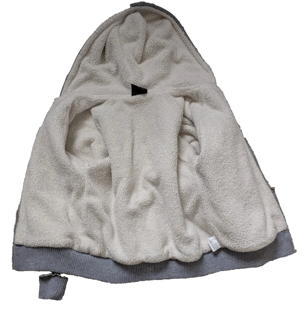 Kinder Sweatjacke Gefüttert Gr. 120 Grau Teddyfell flach gemessen (Gebraucht - vor Tragen waschen)