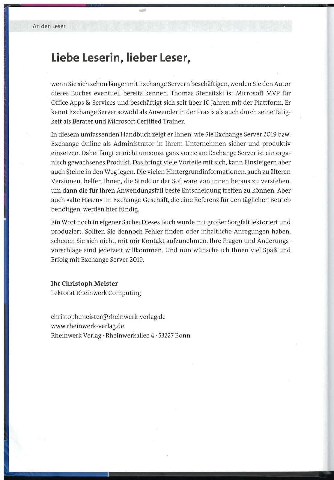 Microsoft Exchange Server 2019 Handbuch für Administratoren 24,5x17,5cm Hardcover (Wie neu)