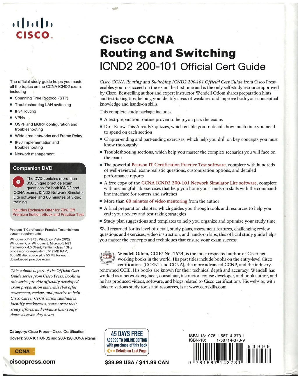Cisco CCNA Routing and Switching ICND2 200-101 Official Cert Guide – Wendell Odom 23,5x18,5cm (Gebraucht)