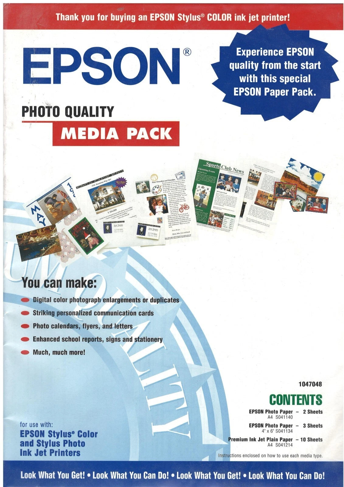 EPSON Photo Quality Media Pack 1047048 Fotopapier Set DIN A4 flach Neu