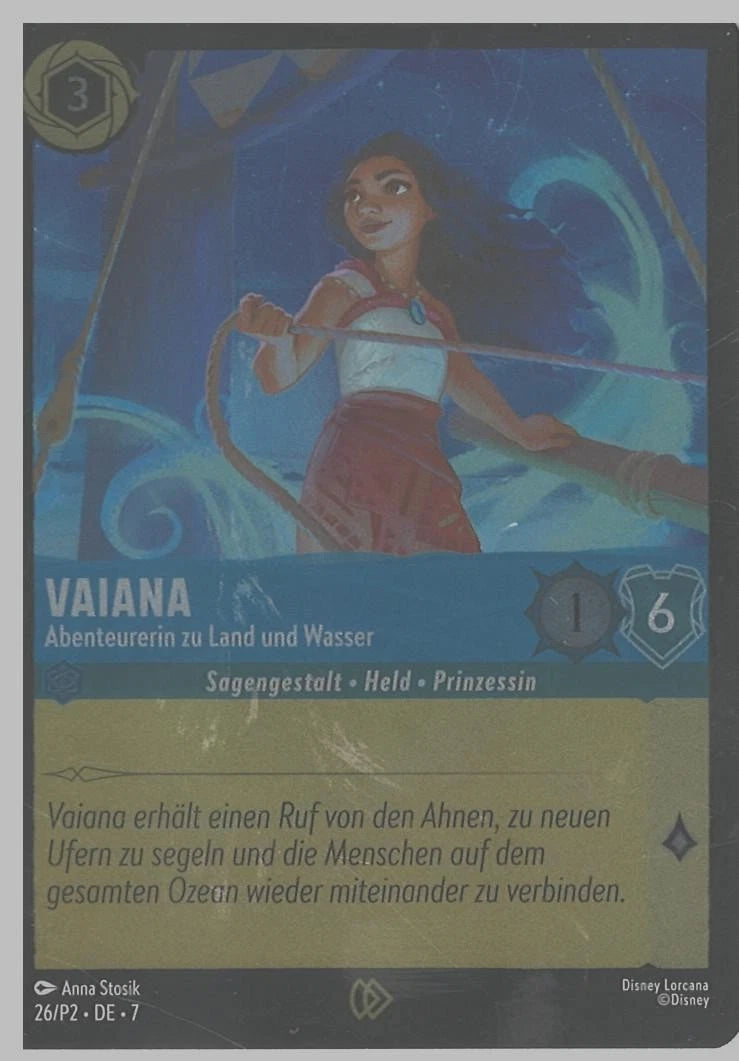 Disney Lorcana Vaiana Abenteurerin zu Land und Wasser 26/P2 DE 7 Promo 8,8x6,3cm flach